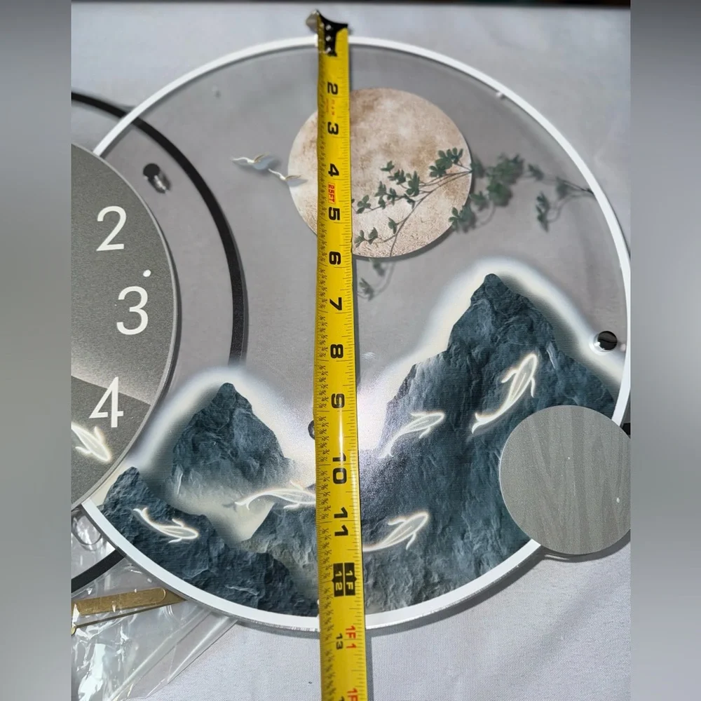 Modern Scenic Landscape Pendulum Wall Clock Art 24 IN W NIB By Meisd